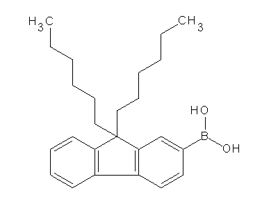 Chemical structure of 9,9-dihexyl-2-fluorenyl boronic acid