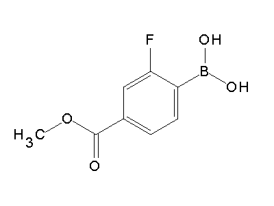Chemical structure of 2-fluoro-4-methoxycarbonylphenylboronic acid