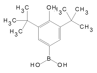 Chemical structure of 3,5-di-tert-buty-4-hydroxyphenylboronic acid