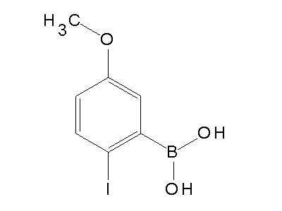 Chemical structure of 2-iodo-5-methoxyphenylboronic acid