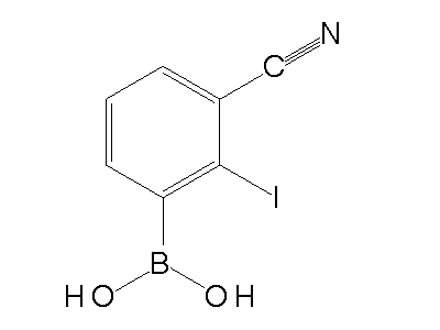 Chemical structure of 3-cyano-2-iodophenylboronic acid