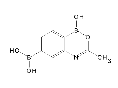 Chemical structure of 6-dihydroxyboranyl-3-methyl-benzo[1,5,2]oxazaborinin-1-ol