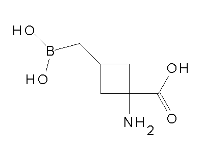 Chemical structure of 1-amino-3-[(dihydroxyboryl)methyl]cyclobutanecarboxylic acid