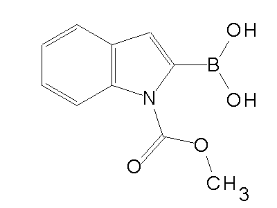 Chemical structure of (1-methoxycarbonylindol-2-yl)boronic acid