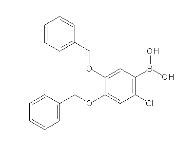Chemical structure of 3,4-dibenzyloxy-6-chlorophenyl boronic acid