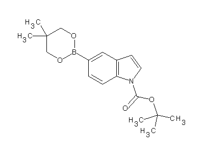Chemical structure of N-Boc-indole-5-boronic acid neopentylglycol ester