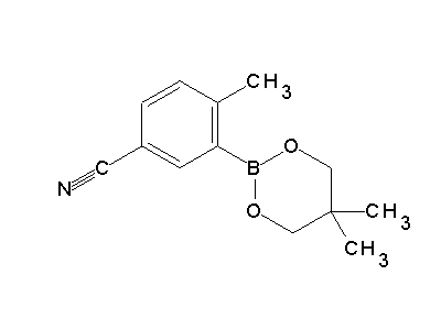 Chemical structure of 3-(5,5-dimethyl-1,3,2-dioxaborinan-2-yl)-4-methylbenzonitrile