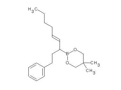 Chemical structure of 5,5-dimethyl-2-[(E)-1-phenylnon-4-en-3-yl]-1,3,2-dioxaborinane