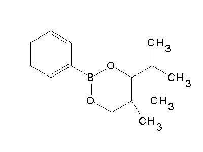 Chemical structure of 4-isopropyl-5,5-dimethyl-2-phenyl-[1,3,2]dioxaborinane
