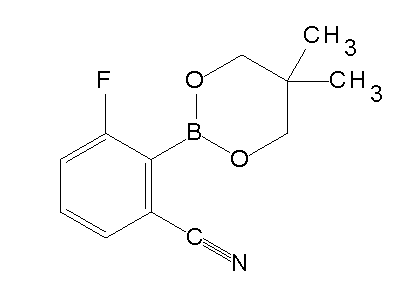Chemical structure of 2-(5,5-dimethyl-1,3,2-dioxaborinan-2-yl)-3-fluorobenzonitrile