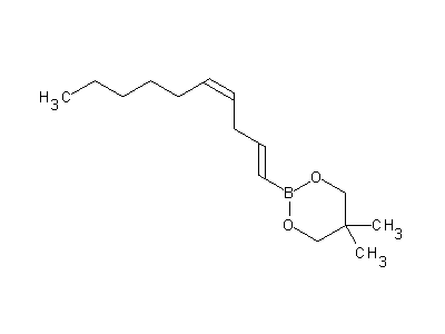 Chemical structure of 2-[(1E,4Z)-deca-1,4-dienyl]-5,5-dimethyl-1,3,2-dioxaborinane