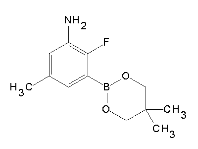 Chemical structure of 3-(5,5-dimethyl-1,3,2-dioxaborinan-2-yl)-2-fluoro-5-methylaniline