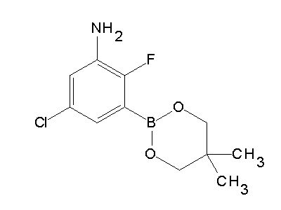Chemical structure of 5-chloro-3-(5,5-dimethyl-1,3,2-dioxaborinan-2-yl)-2-fluoroaniline