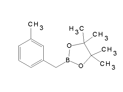 Chemical structure of 4,4,5,5-tetramethyl-2-[(3-methylphenyl)methyl]-1,3,2-dioxaborolane
