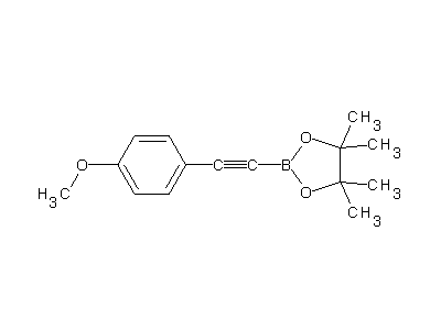 Chemical structure of 2-[(4-methoxyphenyl)ethynyl]-4,4,5,5-tetramethyl-1,3,2-dioxaborolane
