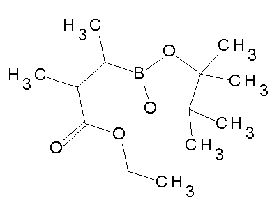 Chemical structure of ethyl 2-methyl-3-(4,4,5,5-tetramethyl-1,3,2-dioxaborolan-2-yl)butanoate