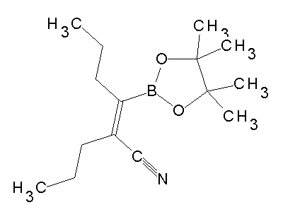 Chemical structure of 2-propyl-3-(4,4,5,5-tetramethyl-1,3,2-diazaborolan-2-yl)hex-2-enenitrile