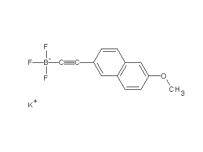 Chemical structure of potassium trifluoro-[2-(6-methoxynaphthalen-2-yl)ethynyl]boranuide