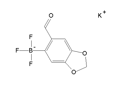 Chemical structure of potassium 2-formyl-4,5-(methylenedioxy)phenyltrifluoroborate
