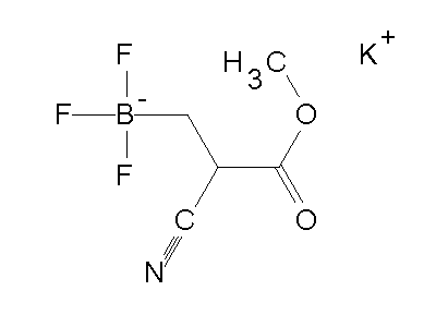 Chemical structure of potassium methyl 2-cyano-3-(trifluoroborato)propanoate